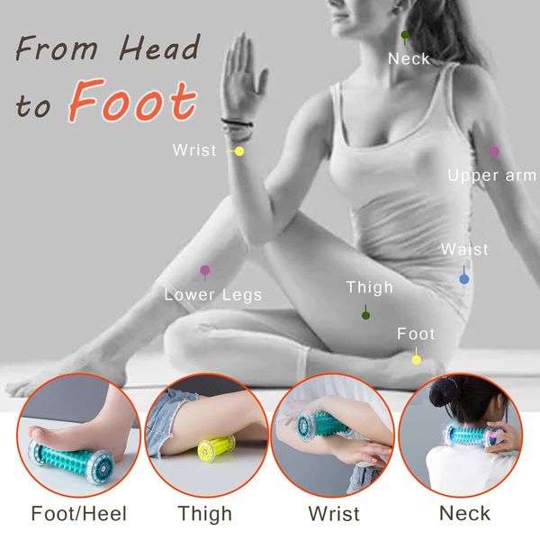 Foot Massager Roller for Relief Plantar Fasciitis Deep Tissue Muscle Massager Roller for Foot Arch Pain Heel Pain-Yellow