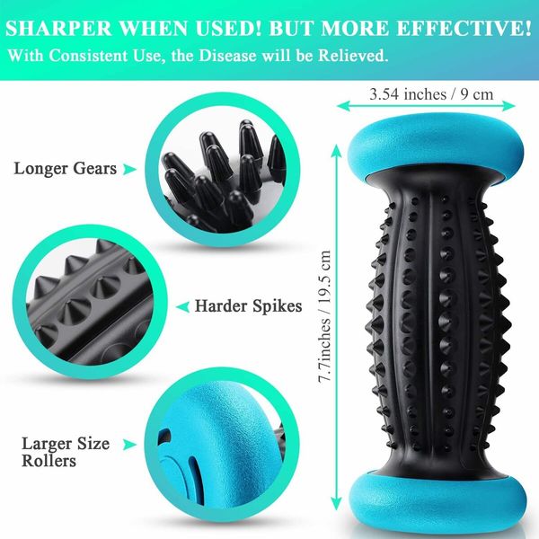 Foot Roller Massage Ball for Plantar Fasciitis Relief Myofascial Body Muscle Pain-1 Foot Massage Roller & 2 Spiky Balls-Grey