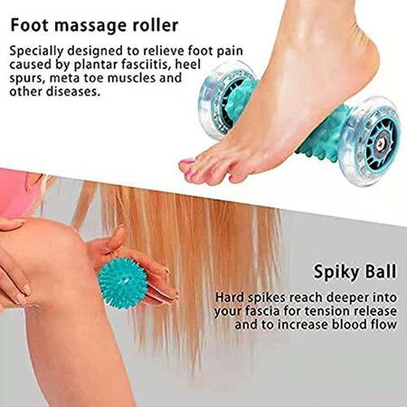 Foot Massage Roller Spiky Ball Therapy Set Manual Foot Massager for Plantar Fasciitis Heel & Foot Arch Pain (Green)