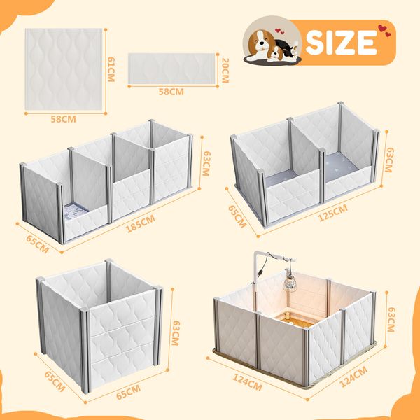 Pet Dog Playpen Enclosure Kennel Whelping Box Supplies Cat Cage Puppy Pen Panel 2 In 1 Safety Gate Fence Indoor Play Exercise Lamp Holder