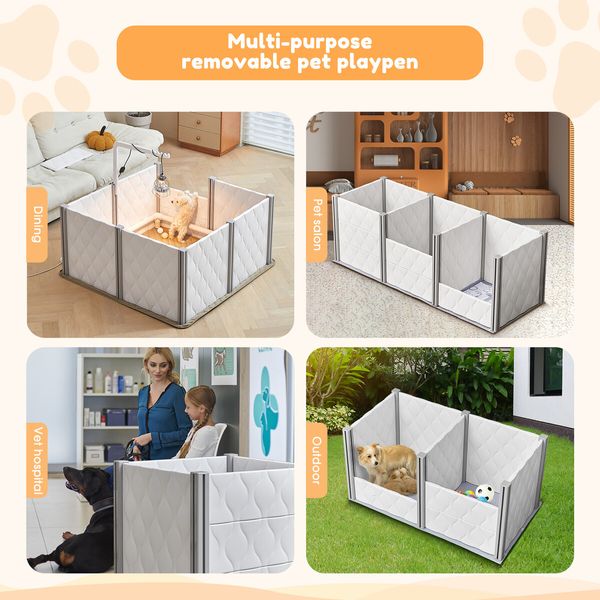 Pet Dog Playpen Enclosure Kennel Whelping Box Supplies Cat Cage Puppy Pen Panel 2 In 1 Safety Gate Fence Indoor Play Exercise Lamp Holder