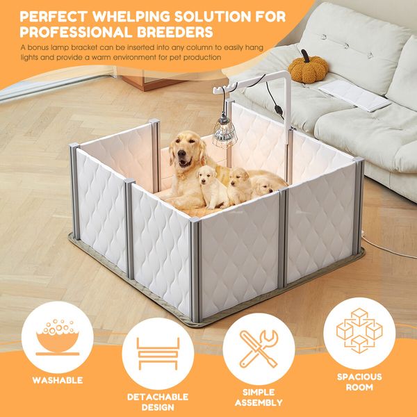 Pet Dog Playpen Enclosure Kennel Whelping Box Supplies Cat Cage Puppy Pen Panel 2 In 1 Safety Gate Fence Indoor Play Exercise Lamp Holder