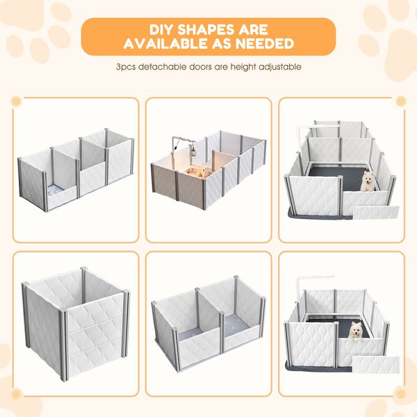 Pet Dog Playpen Enclosure Kennel Whelping Box Supplies Cat Cage Puppy Pen Panel 2 In 1 Safety Gate Fence Indoor Play Exercise Lamp Holder