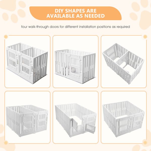 Dog Playpen Pet Cat Enclosure Crate Indoor Puppy Exercise Cage Safety Play Pen Fence Whelping Box Large Kennel Portable 125x180x80cm