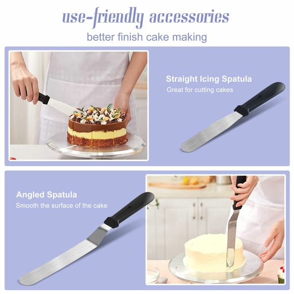 30cm Cake Turntable 35Pcs Decorating Supplies Kit Rotating Stand Baking Tools Aluminium Piping Tip Icing Spatula Pastry Bag Flower Nail