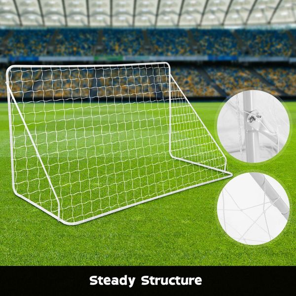 Soccer Goal Set Football Net Metal Frame Backyard Training Practice Kids Adults Youth Home Outdoor Sports Games Match 2.4x1.52m