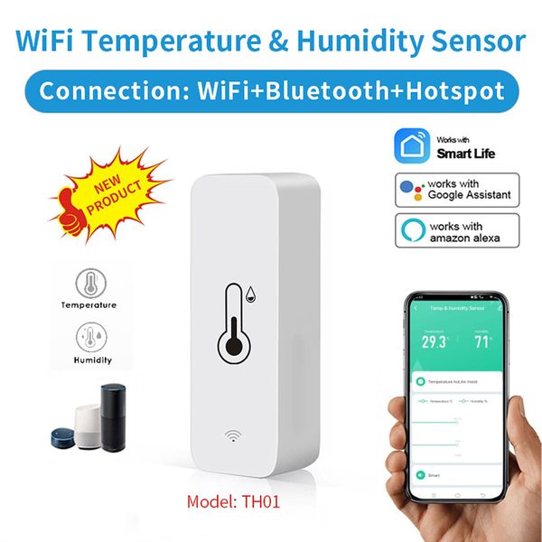 WiFi Humidity Temperature Monitor,Smart Hygrometer Thermometer for Remote Monitor and Alert,High Precision Indoor Thermometer with TUYA App,No Hub Required,Compatible with Alexa (4Pack)