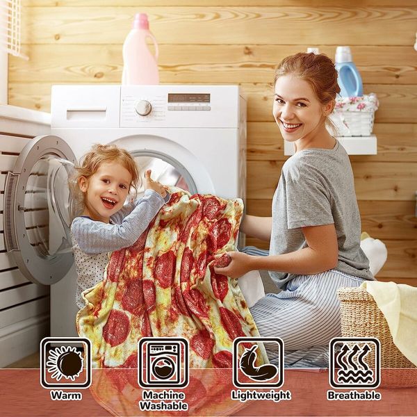 Pizza Throw Blanket Adult Double Sided Funny Realistic Custom Throw Blanket Novelty Gift (150*150CM)