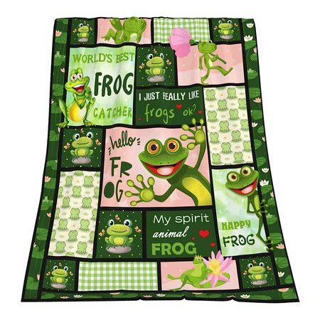 Frog Stuff for Girls, Frog Fleece Blanket Christmas Birthday, Flannel Blanket Soft Cozy, Gifts for Frog Lovers (130X150CM)