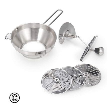 Rotary Food Mill Potato Ricer with 3 Interchangeable Disks for Making Puree or Soups of Vegetables