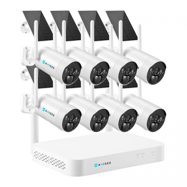 Wifi Security Cameras 8 Set Wireless CCTV Home Spy Surveillance System Outdoor With 16CH NVR Solar Panel Battery