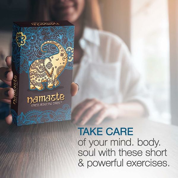 Namaste Stress Reducing Cards, Self Care Cards, Anxiety and Stress Relief Gifts