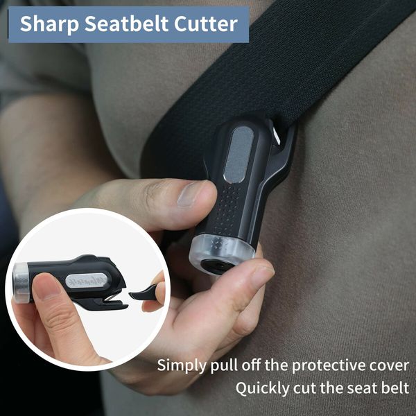 Car Window Breaker Seatbelt Cutter 2-in-1 Emergency Keychain Car Escape Tool with Glass Breaker Seat Belt Cutter(Black)