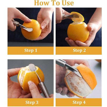 Orange Citrus Peelers Stainless Steel Slicer Cutter Peeler Remover