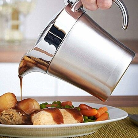 Double Insulated Gravy Boat, Stainless Steel Sauce Jug for Gravy or Cream at Thanksgiving (450ML/16 OZ)