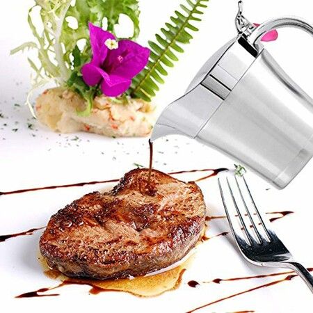 Double Insulated Gravy Boat, Stainless Steel Sauce Jug for Gravy or Cream at Thanksgiving (450ML/16 OZ)