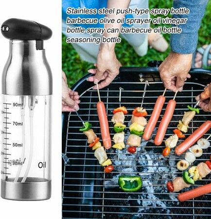 90ml Kitchen Stainless Spray Bottle for Oil Oil Vinegar Soy Sauce BBQ Spray Oiler