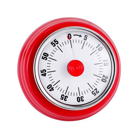 No Battery Mechanical Timer, Kitchen Timer with Magnet for Cooking, Learning (red)