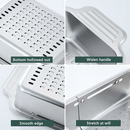 Kitchen Supply Over The Sink Stainless Steel Retractable Kitchen Sink Basket 44 x 21 cm