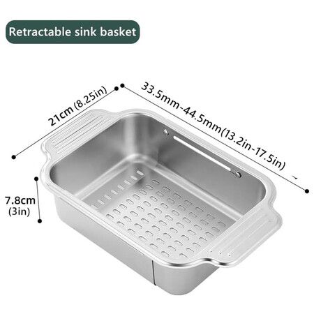 Kitchen Supply Over The Sink Stainless Steel Retractable Kitchen Sink Basket 44 x 21 cm