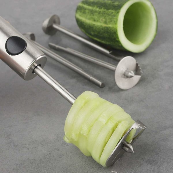 Veggie Core Drill Stainless Steel Vegetable Spiral Cutter Spiralizer Set of 4 for Coring (Veggie Core)