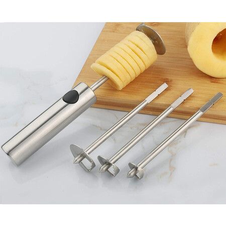 Veggie Core Drill Stainless Steel Vegetable Spiral Cutter Spiralizer Set of 4 for Coring (Veggie Core)