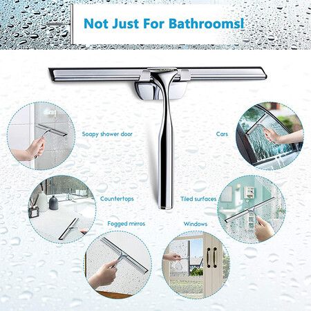 Stainless Steel Squeegee Glass Window Cleaner Wiper Bathroom Tile Wall Wiper for Bathroom Mirror