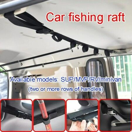 Car Fishing Rod Rack Adjustable Fishing Rod Holder With Belt Strap,Fishing Pole Rack for Car, SUV and Van