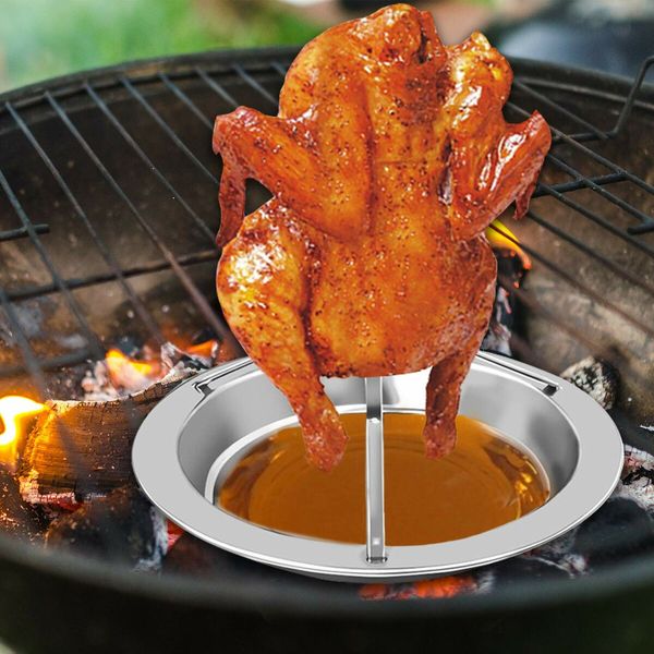 2 Pack Chicken Roaster Rack Stainless Steel Beer Can Chicken Holder Vertical Chicken Rack Roasting Pan for Grill Oven BBQ