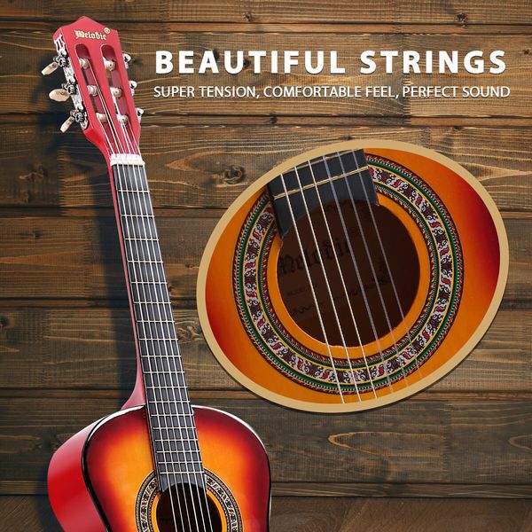 Melodic 34'' Kids Acoustic Guitar 6 Strings Tuner Cutaway Wooden Kids Gift Sunburst