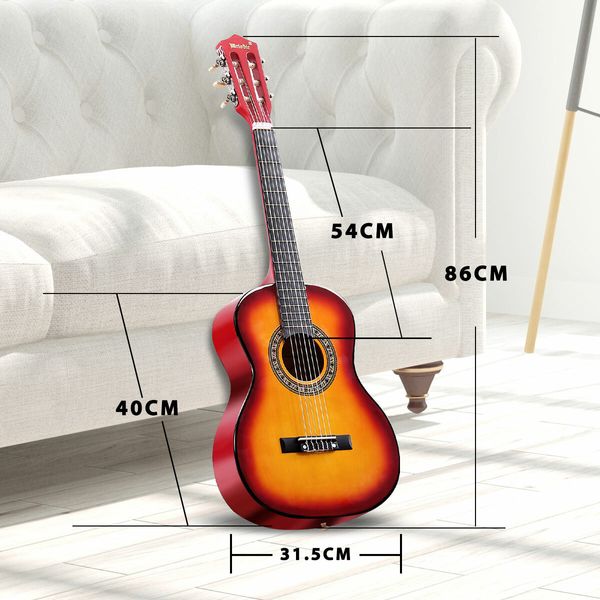 Melodic 34'' Kids Acoustic Guitar 6 Strings Tuner Cutaway Wooden Kids Gift Sunburst