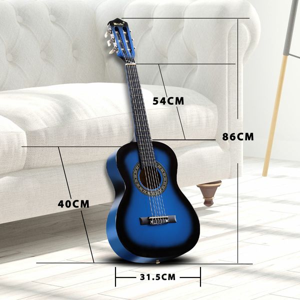 Melodic 34'' Kids Acoustic Guitar 6 Strings Tuner Cutaway Wooden Kids Gift Blue