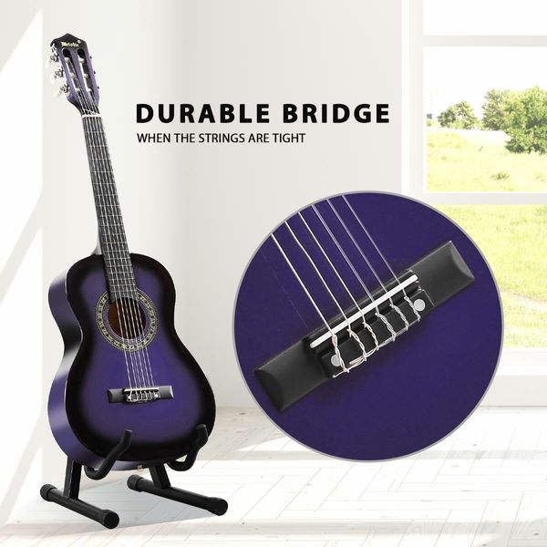 Melodic 34'' Kids Acoustic Guitar 6 Strings Tuner Cutaway Wooden Kids Gift Purple