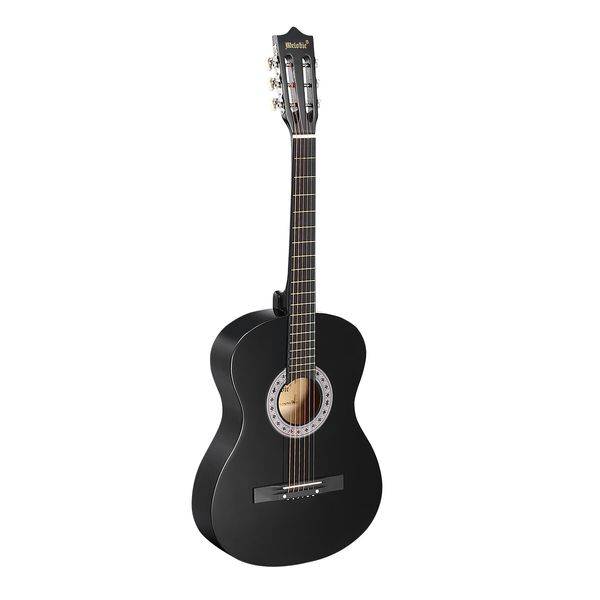 Melodic 38 Inch Folk Dreadnought Acoustic Guitar Pack Classical Cutaway Black