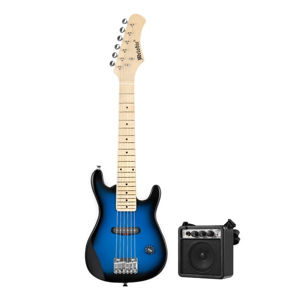 Melodic 30 Inch Children Kids Electric Musical Instrument Guitar w/ 5W Amp Picks Gig Bag Blue