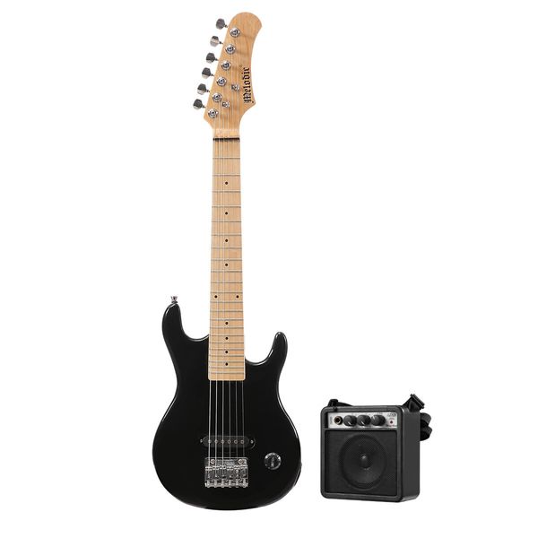 Melodic 30 Inch Children Kids Electric Musical Instrument Guitar w/ 5W Amp Picks Gig Bag Black