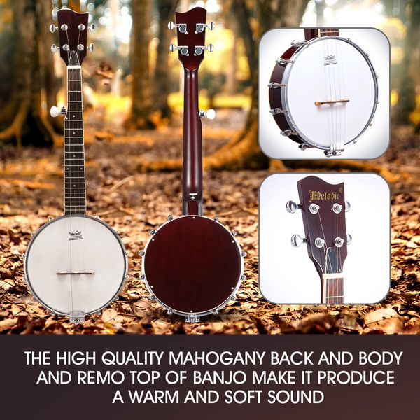 Melodic 5 String Banjo Beginner Banjo Music Instrument w/ String Picks 20 Frets 12 Brackets