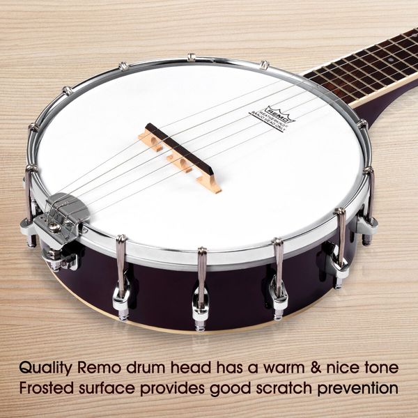 Melodic 5 String Banjo Beginner Banjo Music Instrument w/ String Picks 20 Frets 12 Brackets