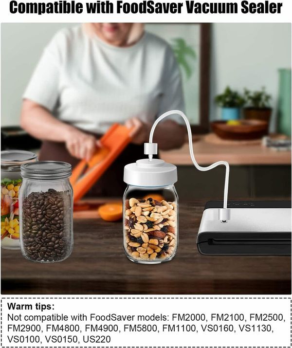 Mason Jar Vacuum Sealer With Accessory Hose for Wide and Regular Mouth Mason Jars