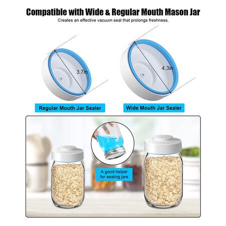 Mason Jar Vacuum Sealer With Accessory Hose for Wide and Regular Mouth Mason Jars