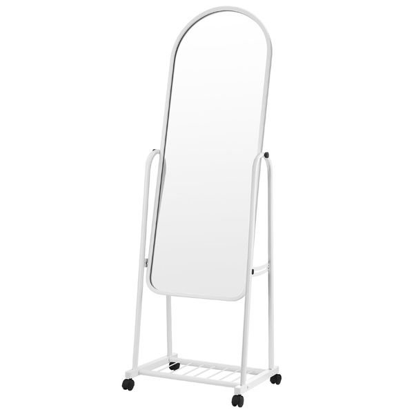 Full Length Mirror on Wheels Body Standing Hanging Floor Swivel Tilting Wall Mounted Arch Dressing Makeup Bedroom Hallway Storage White