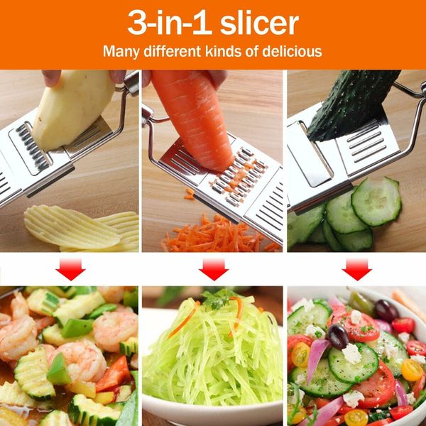 Multipurpose Vegetable Slicer, Handheld Vegetable Slicer, 3 in 1 Multifunctional Grater