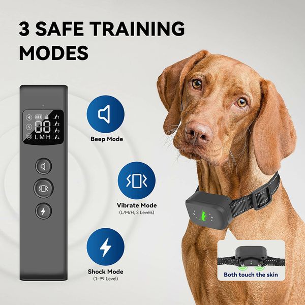 Electric Training Dog Collar Electric dog training collar with 3 training modes of Vibration, Beep and Shock