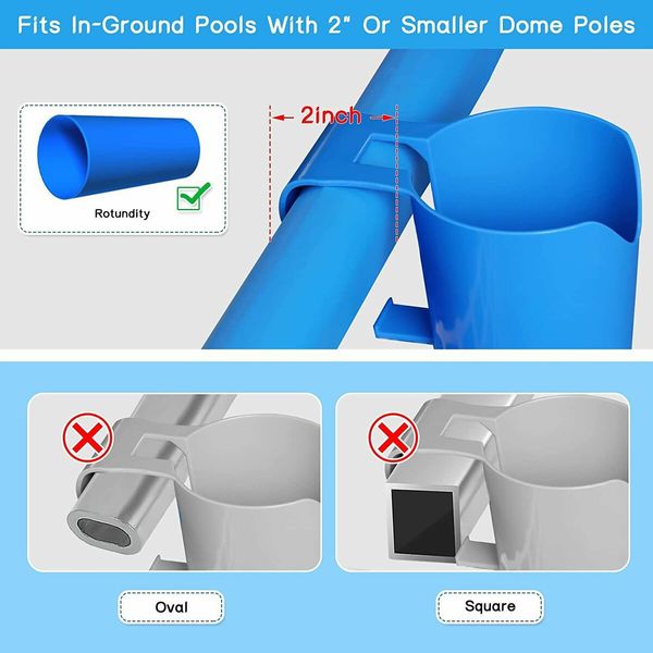 4 Pack Poolside Cup Holder for Above Ground Swimming for Pool Fits 2 Inch or Less Poolside Top Bar