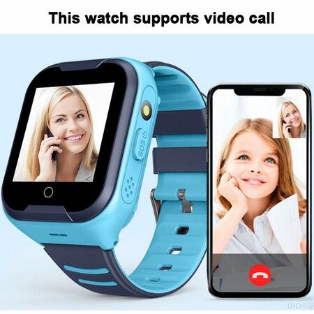 Kids GPS Smart Watch 4G, Waterproof Smartwatch for Phone with GPS Tracker, Touch Screen Video Call Real-time Tracking Camera, SOS Alarm Pedometer Color Blue