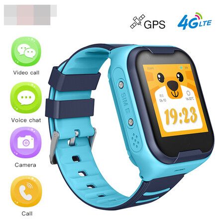 Kids GPS Smart Watch 4G, Waterproof Smartwatch for Phone with GPS Tracker, Touch Screen Video Call Real-time Tracking Camera, SOS Alarm Pedometer Color Blue