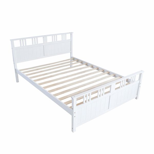 Bed Frame Wooden Mattress Base Double Size Solid Timber Pine Wood White Bedroom Furniture