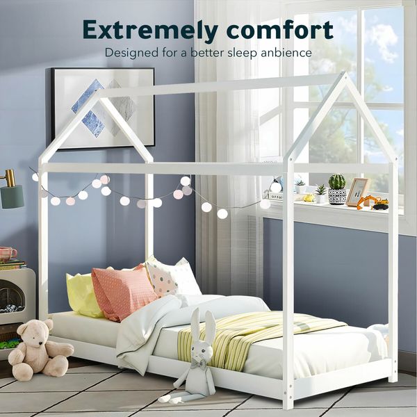 Bed Frame Wooden Single Size Timber House Wood Mattress Base Platform Kids Bedroom Furniture