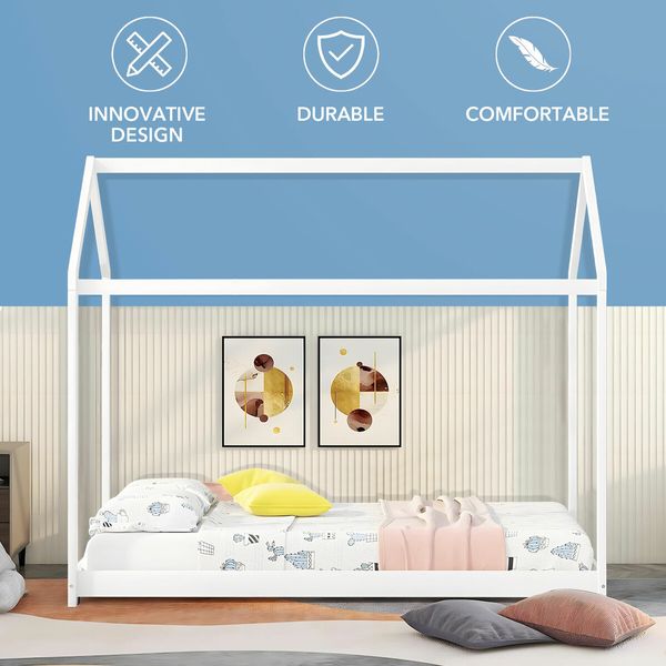 Bed Frame Wooden Single Size Timber House Wood Mattress Base Platform Kids Bedroom Furniture