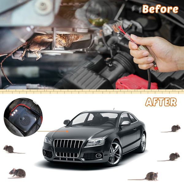 Mouse Repeller Ultrasonic Animal Repeller Rat Repellent Small Ultrasonic Mice Deterrent  12V Car Vehicle Automobile Car Engine with Strobe Light